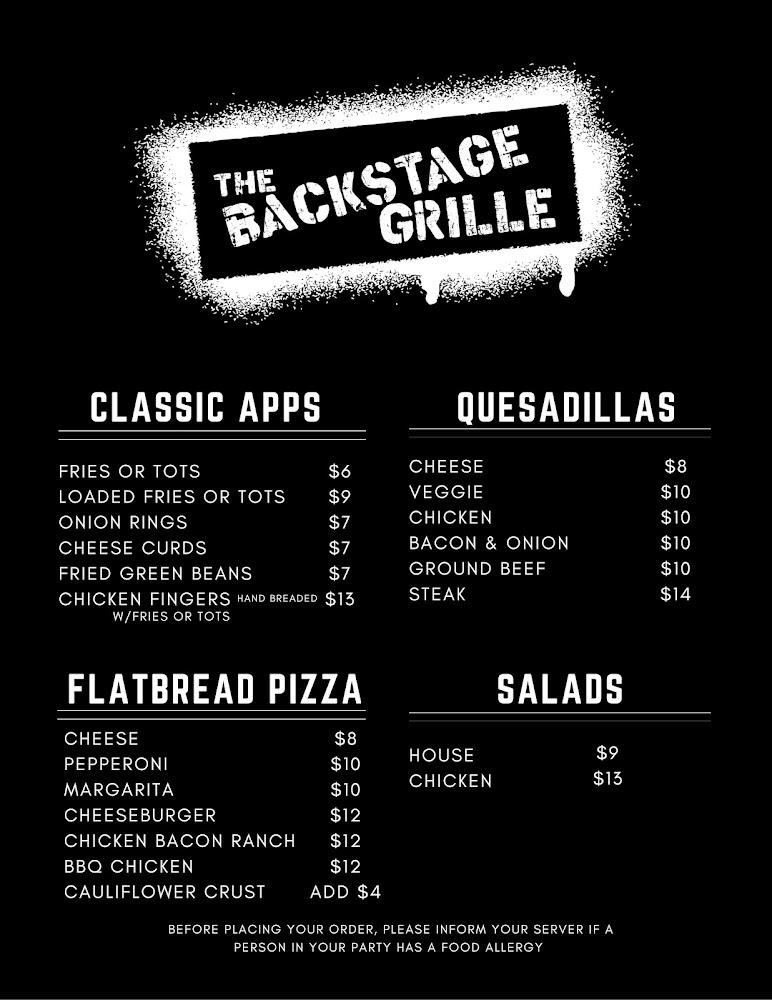 The Backstage Grille Menu image 2